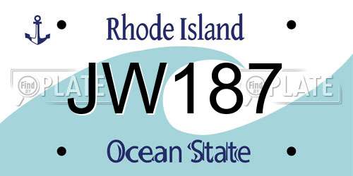 JW187 Rhode Island License Plate