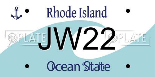JW22 Rhode Island License Plate