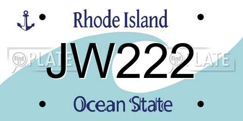 JW222 Rhode Island License Plate