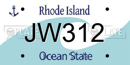 JW312 Rhode Island License Plate