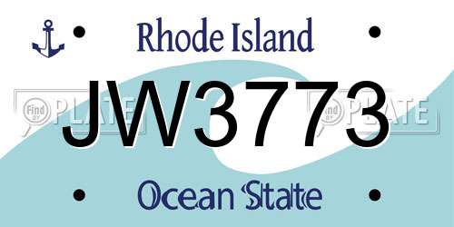 JW3773 Rhode Island License Plate