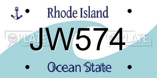 JW574 Rhode Island License Plate