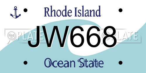 JW668 Rhode Island License Plate