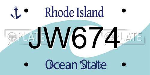 JW674 Rhode Island License Plate