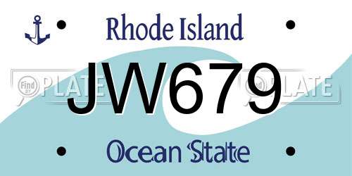 JW679 Rhode Island License Plate