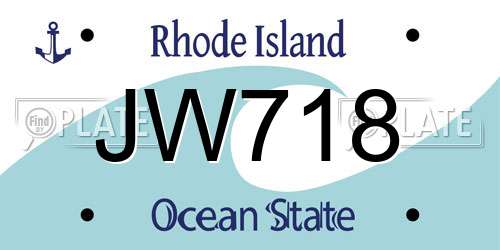JW718 Rhode Island License Plate