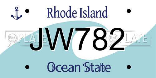 JW782 Rhode Island License Plate