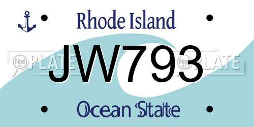 JW793 Rhode Island License Plate