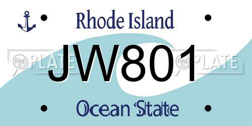 JW801 Rhode Island License Plate