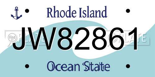JW82861 Rhode Island License Plate