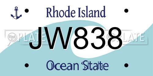 JW838 Rhode Island License Plate