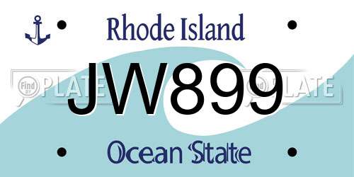 JW899 Rhode Island License Plate