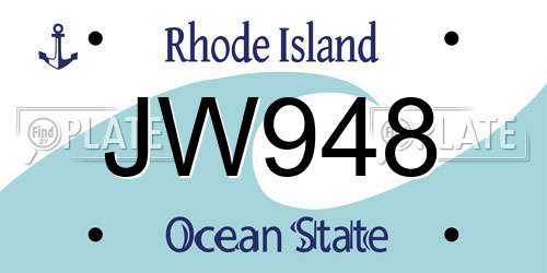 JW948 Rhode Island License Plate