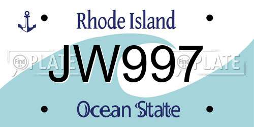 JW997 Rhode Island License Plate