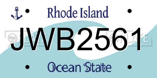 JWB2561 Rhode Island License Plate