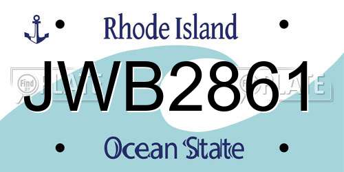 JWB2861 Rhode Island License Plate