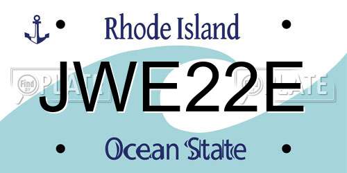 JWE22E Rhode Island License Plate