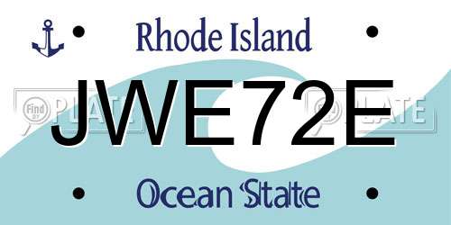 JWE72E Rhode Island License Plate