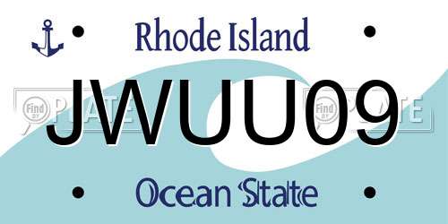 JWUU09 Rhode Island License Plate