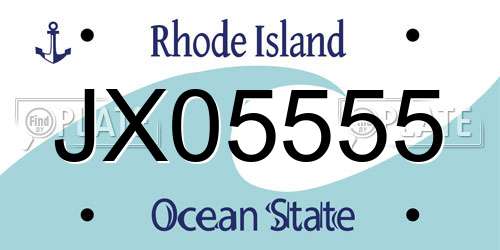 JX05555 Rhode Island License Plate