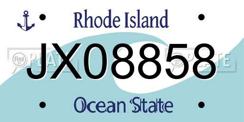 JX08858 Rhode Island License Plate