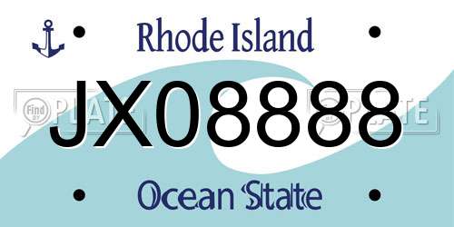 JX08888 Rhode Island License Plate