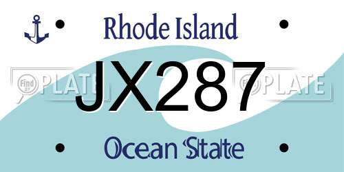 JX287 Rhode Island License Plate