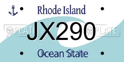 JX290 Rhode Island License Plate