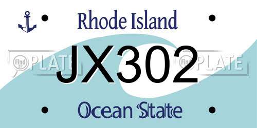 JX302 Rhode Island License Plate