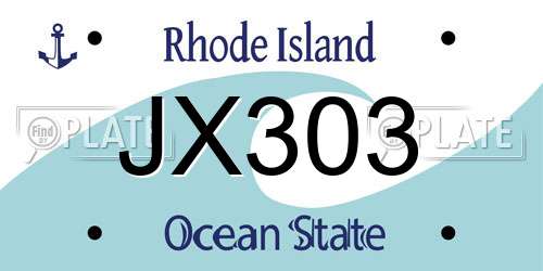 JX303 Rhode Island License Plate