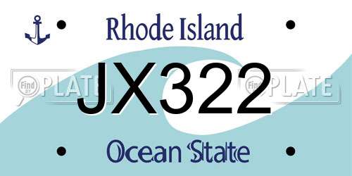 JX322 Rhode Island License Plate