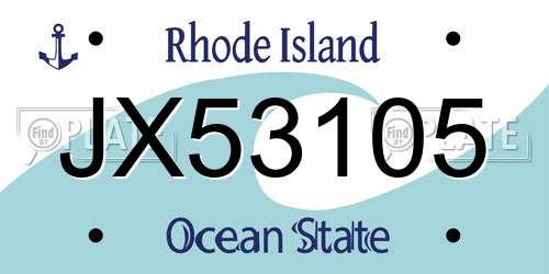 JX53105 Rhode Island License Plate