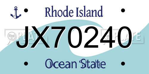 JX70240 Rhode Island License Plate