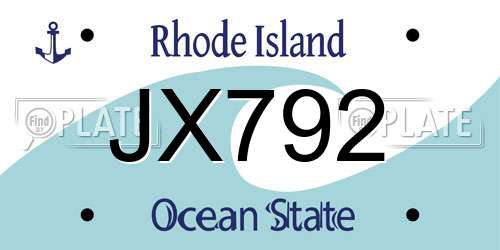 JX792 Rhode Island License Plate