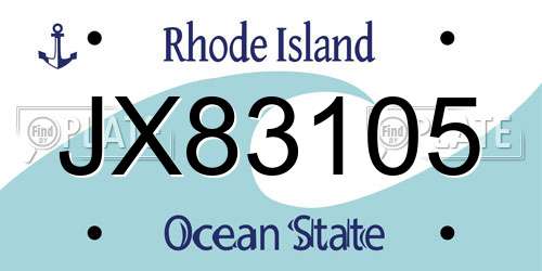 JX83105 Rhode Island License Plate