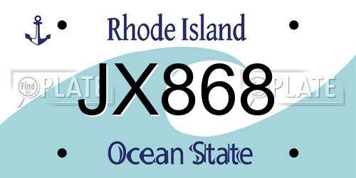 JX868 Rhode Island License Plate