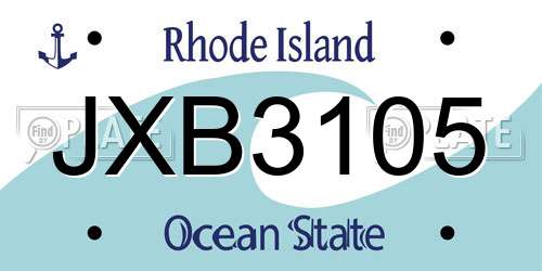 JXB3105 Rhode Island License Plate