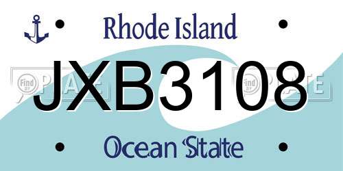 JXB3108 Rhode Island License Plate