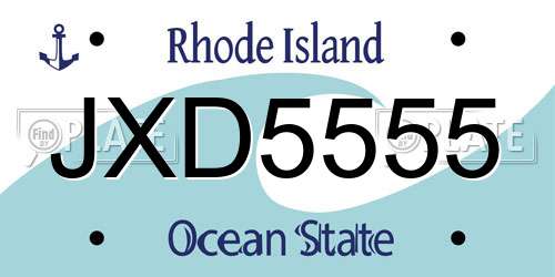 JXD5555 Rhode Island License Plate