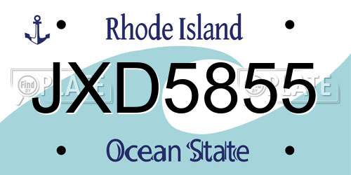 JXD5855 Rhode Island License Plate