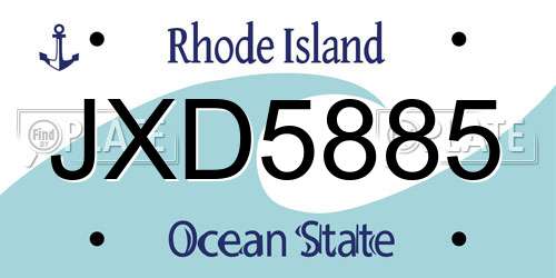 JXD5885 Rhode Island License Plate