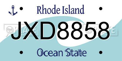 JXD8858 Rhode Island License Plate