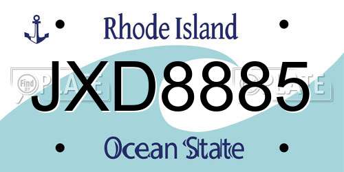 JXD8885 Rhode Island License Plate