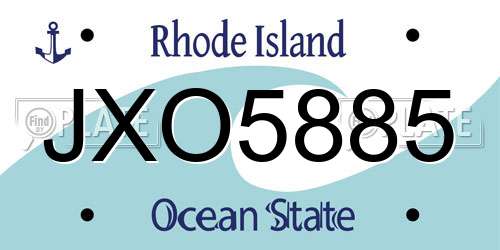 JXO5885 Rhode Island License Plate