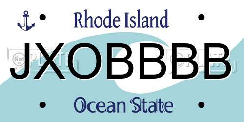 JXOBBBB Rhode Island License Plate
