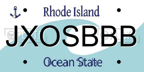 JXOSBBB Rhode Island License Plate