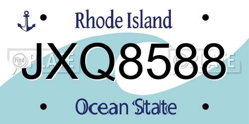 JXQ8588 Rhode Island License Plate