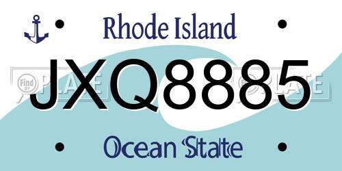 JXQ8885 Rhode Island License Plate