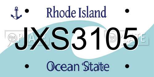 JXS3105 Rhode Island License Plate