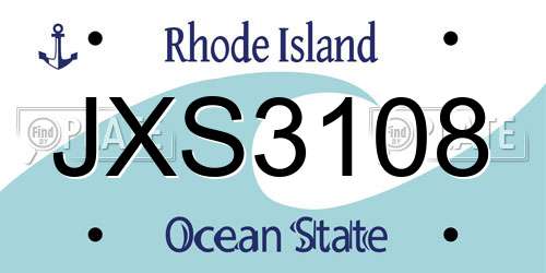 JXS3108 Rhode Island License Plate